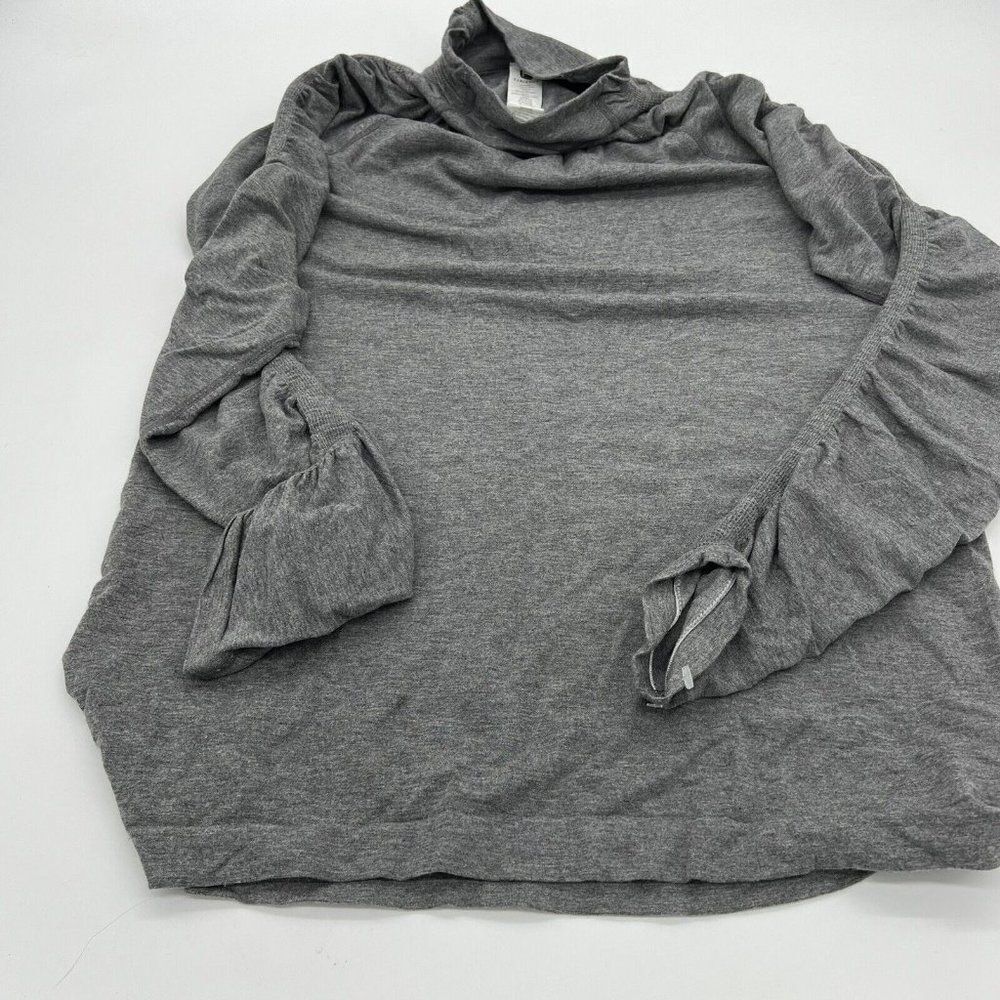 Fabletics Gray Mock Neck Riched Sleeve Top Women’s large
